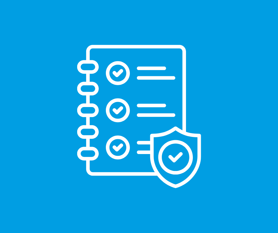 Piktogramm einer Checkliste zur sicheren Umsetzung betrieblicher Maßnahmen.