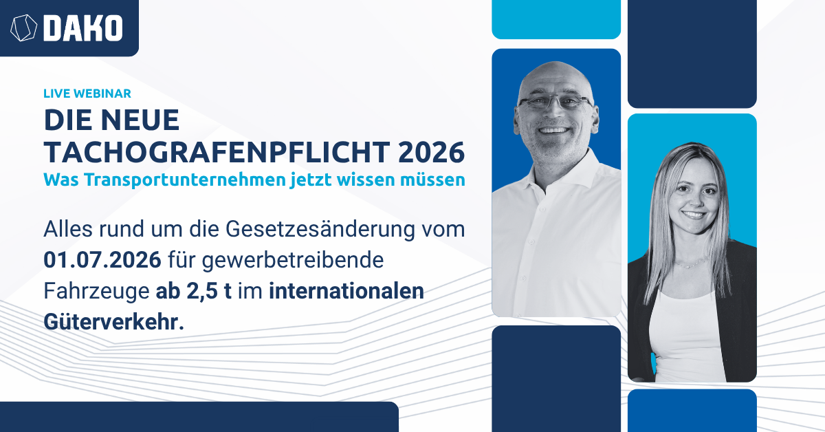 DAKO Live Webinar: Die neue Tachografenpflicht 2026 – Was Transportunternehmen jetzt wissen müssen